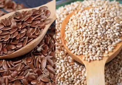 flax seeds and sesame seeds