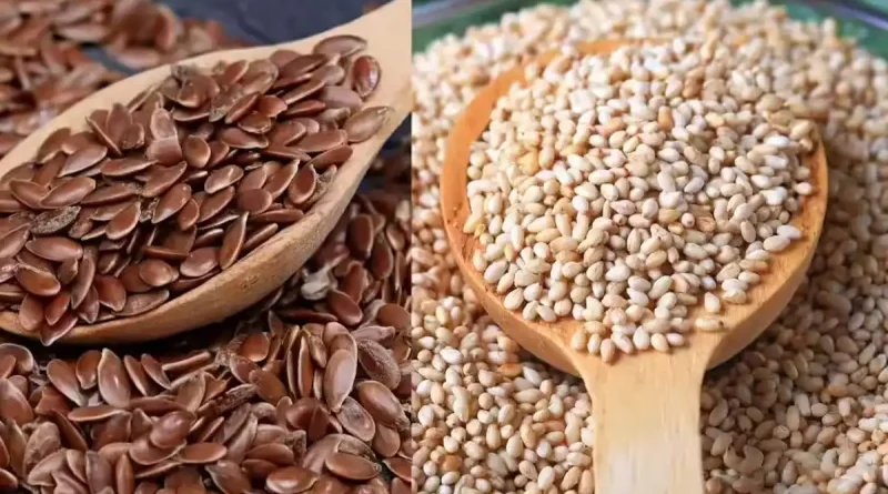 flax seeds and sesame seeds