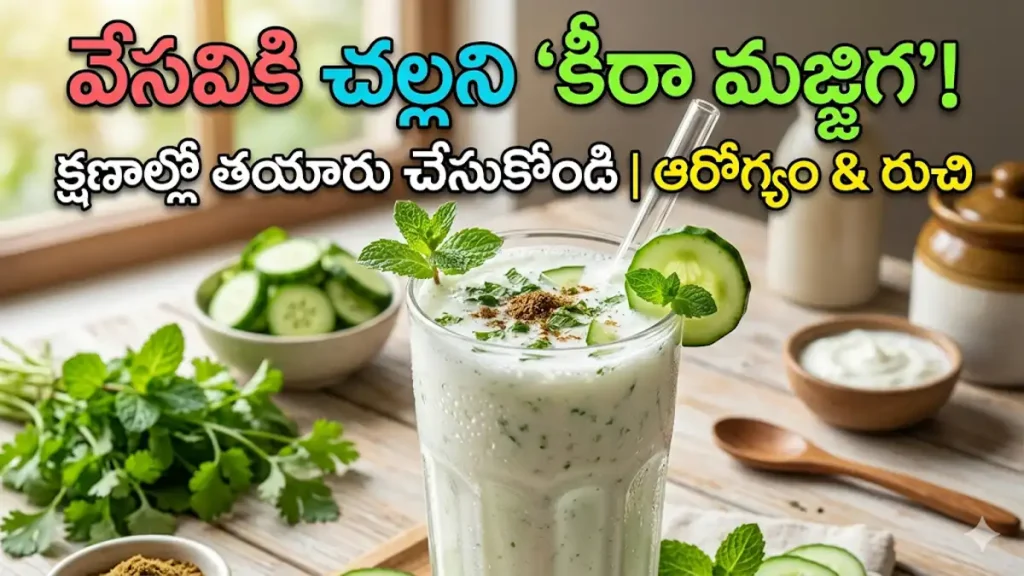 చల్లటి కీరా మజ్జిగ గ్లాసు (Glass of cold cucumber buttermilk)