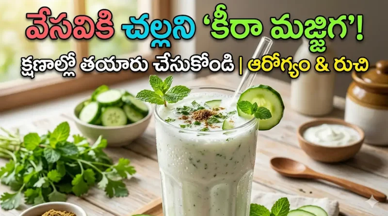 చల్లటి కీరా మజ్జిగ గ్లాసు (Glass of cold cucumber buttermilk)