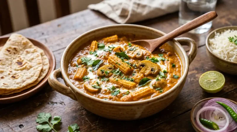 baby corn mushroom curry