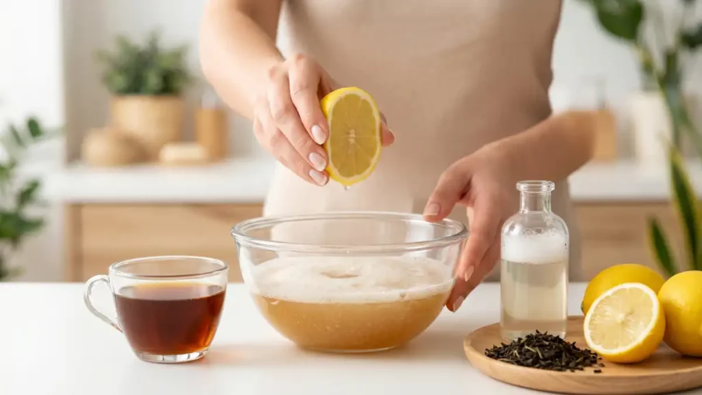 shampoo and lemon hair tips